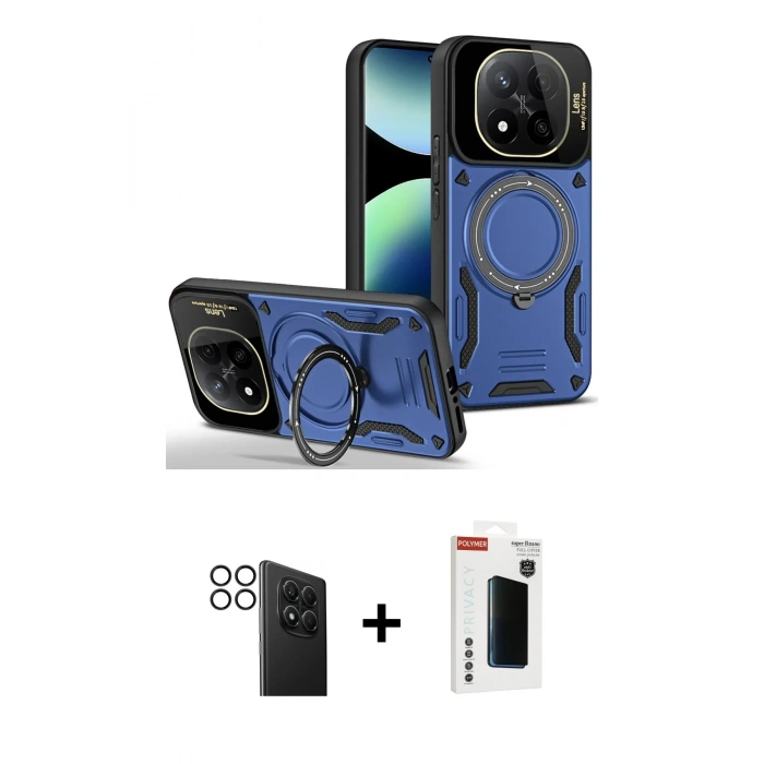 MARSİLYAN™- Redmi Note 14 Pro 4G Kılıf Kıvılcım Modern Serisi - Şeffaf Hayalet Polymer Nano Ekran Koruyucu + PVD Metal Kamera Lens - SH