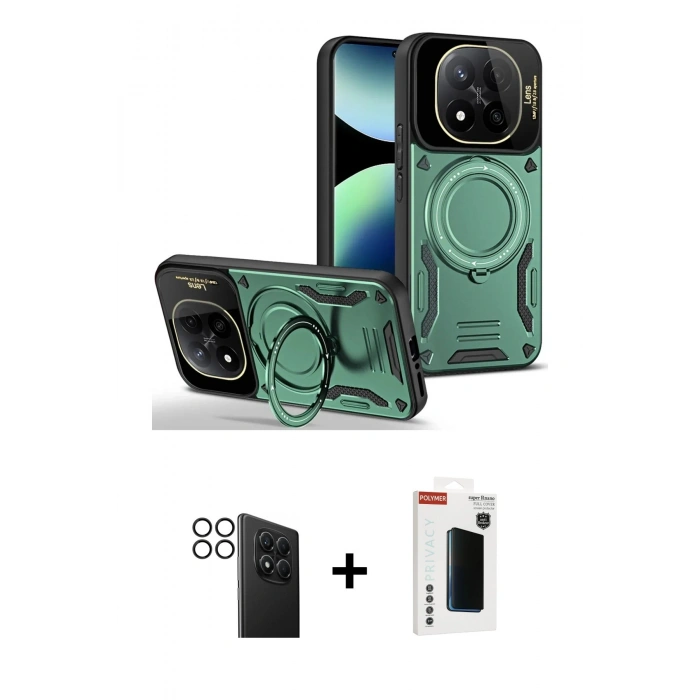 MARSİLYAN™- Redmi Note 14 Pro 4G Kılıf Kıvılcım Modern Serisi - Şeffaf Hayalet Polymer Nano Ekran Koruyucu + PVD Metal Kamera Lens - SH