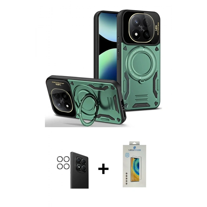 MARSİLYAN™- Redmi Note 14 Pro 4G Kılıf Kıvılcım Modern Serisi - Şeffaf Polymer Nano Ekran Koruyucu + PVD Metal Kamera Lens - GS