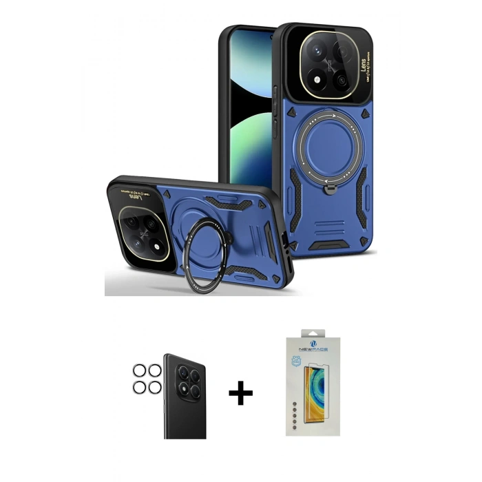 MARSİLYAN™- Redmi Note 14 Pro 4G Kılıf Kıvılcım Modern Serisi - Şeffaf Polymer Nano Ekran Koruyucu + PVD Metal Kamera Lens - GS