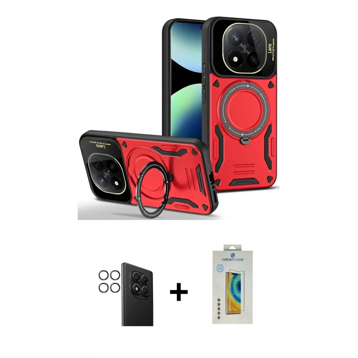 MARSİLYAN™- Redmi Note 14 Pro 4G Kılıf Kıvılcım Modern Serisi - Şeffaf Polymer Nano Ekran Koruyucu + PVD Metal Kamera Lens - GS