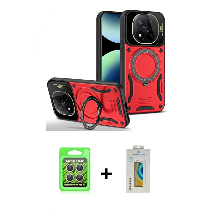 MARSİLYAN™- Redmi Note 14 Pro 4G Kılıf Kıvılcım Modern Serisi - Şeffaf Polymer Nano Ekran Koruyucu + Raze Metal Kamera Lens - GS