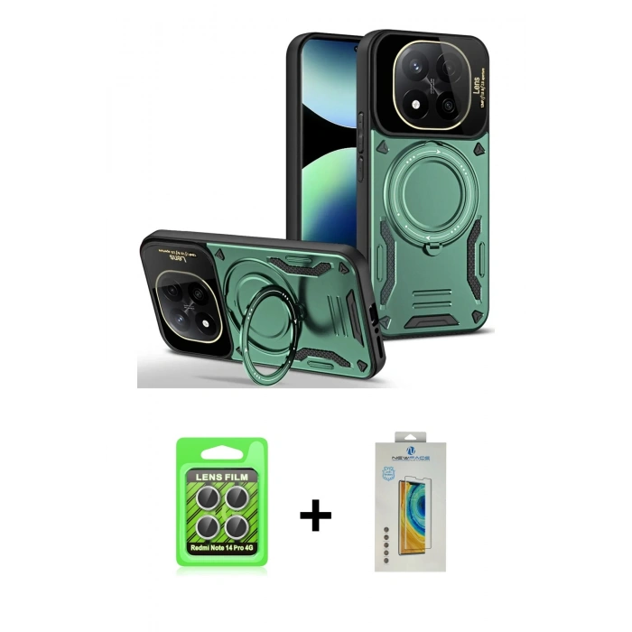 MARSİLYAN™- Redmi Note 14 Pro 4G Kılıf Kıvılcım Modern Serisi - Şeffaf Polymer Nano Ekran Koruyucu + Raze Metal Kamera Lens - GS