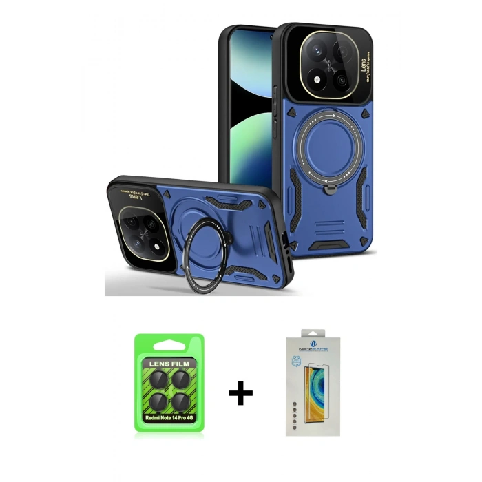 MARSİLYAN™- Redmi Note 14 Pro 4G Kılıf Kıvılcım Modern Serisi - Şeffaf Polymer Nano Ekran Koruyucu + Raze Metal Kamera Lens - SH