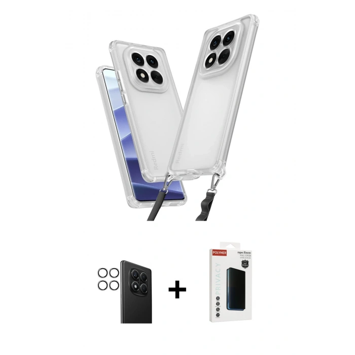 MARSİLYAN™- Redmi Note 14 Pro 4G Kılıf Ufuk Klasik - Şeffaf Hayalet Polymer Nano Ekran Koruyucu + PVD Metal Kamera Lens - GS