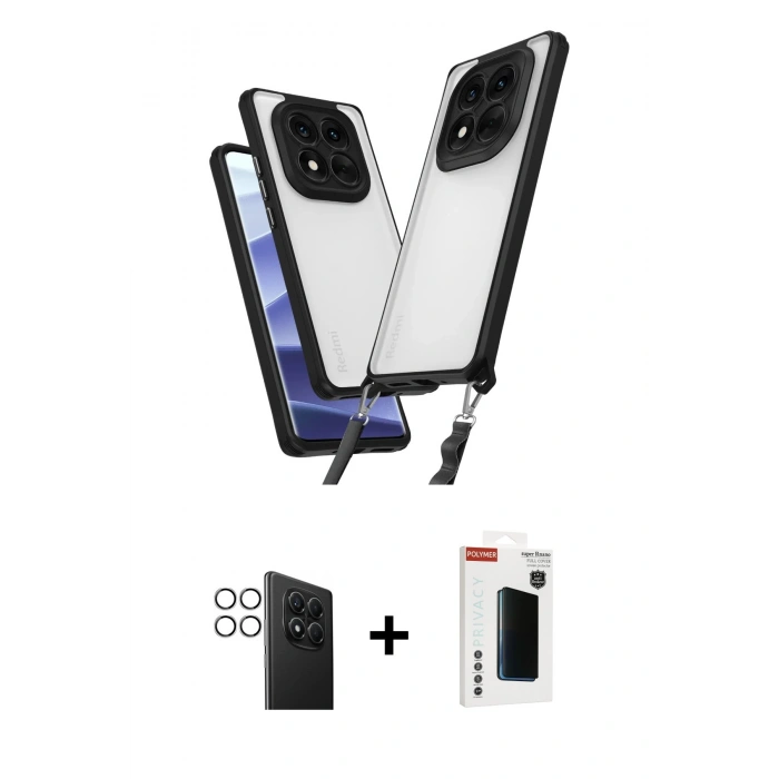 MARSİLYAN™- Redmi Note 14 Pro 4G Kılıf Ufuk Klasik - Şeffaf Hayalet Polymer Nano Ekran Koruyucu + PVD Metal Kamera Lens - GS