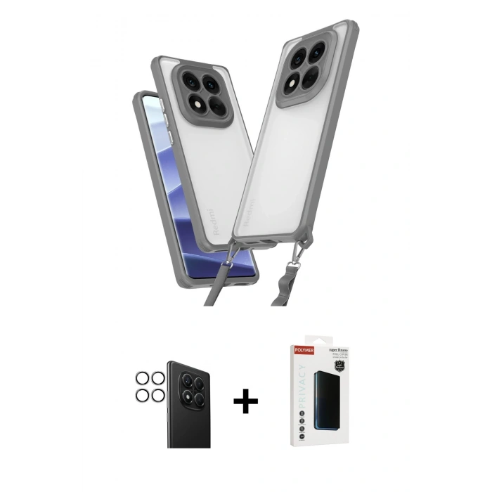MARSİLYAN™- Redmi Note 14 Pro 4G Kılıf Ufuk Klasik - Şeffaf Hayalet Polymer Nano Ekran Koruyucu + PVD Metal Kamera Lens - GS