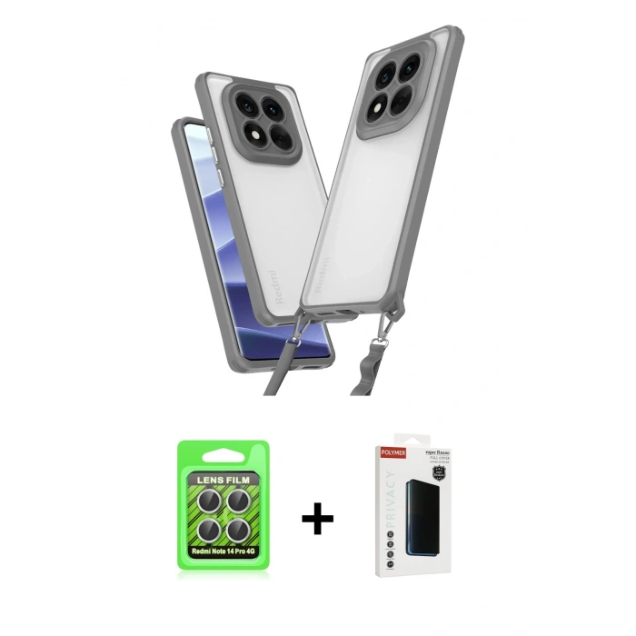 MARSİLYAN™- Redmi Note 14 Pro 4G Kılıf Ufuk Klasik - Şeffaf Hayalet Polymer Nano Ekran Koruyucu + Raze Metal Kamera Lens - GS