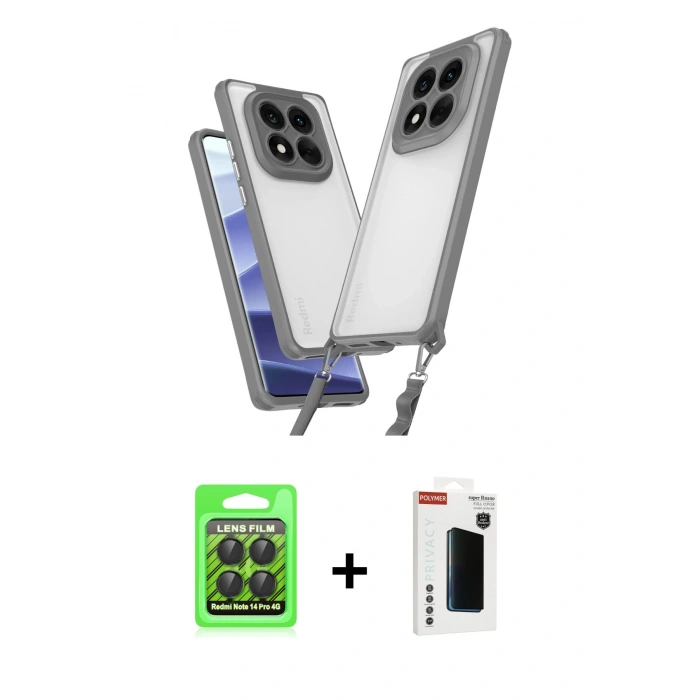 MARSİLYAN™- Redmi Note 14 Pro 4G Kılıf Ufuk Klasik - Şeffaf Hayalet Polymer Nano Ekran Koruyucu + Raze Metal Kamera Lens - SH