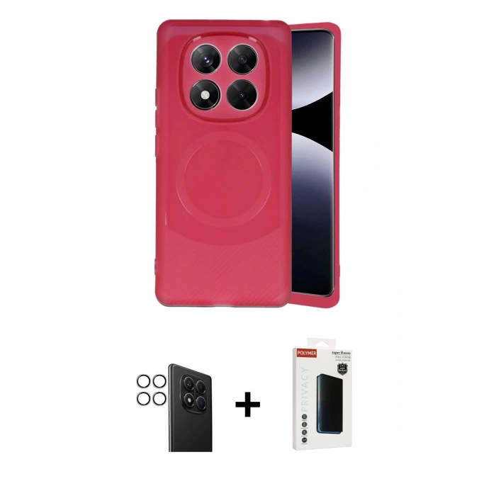 MARSİLYAN™- Redmi Note 14 Pro 4G Kılıf Ufuk Serisi - Şeffaf Hayalet Polymer Nano Ekran Koruyucu + PVD Metal Kamera Lens - GS