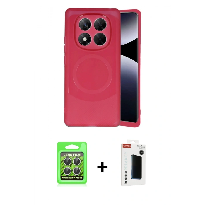 MARSİLYAN™- Redmi Note 14 Pro 4G Kılıf Ufuk Serisi - Şeffaf Hayalet Polymer Nano Ekran Koruyucu + Raze Metal Kamera Lens - GS