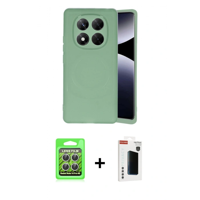 MARSİLYAN™- Redmi Note 14 Pro 4G Kılıf Ufuk Serisi - Şeffaf Hayalet Polymer Nano Ekran Koruyucu + Raze Metal Kamera Lens - GS