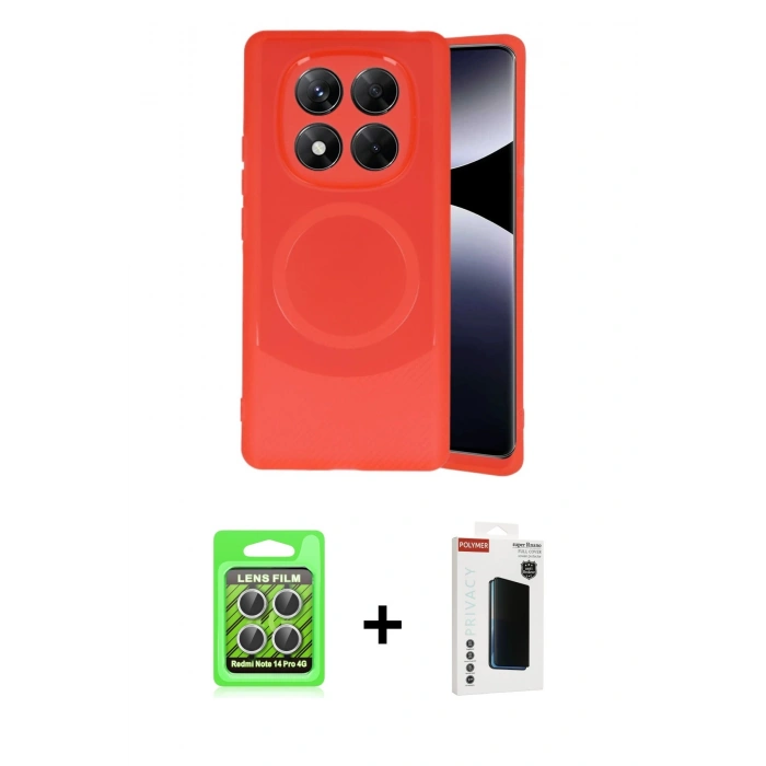 MARSİLYAN™- Redmi Note 14 Pro 4G Kılıf Ufuk Serisi - Şeffaf Hayalet Polymer Nano Ekran Koruyucu + Raze Metal Kamera Lens - GS