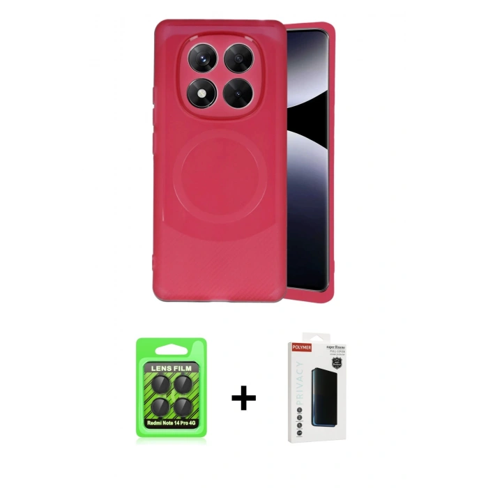MARSİLYAN™- Redmi Note 14 Pro 4G Kılıf Ufuk Serisi - Şeffaf Hayalet Polymer Nano Ekran Koruyucu + Siyah Raze Metal Kamera Lens