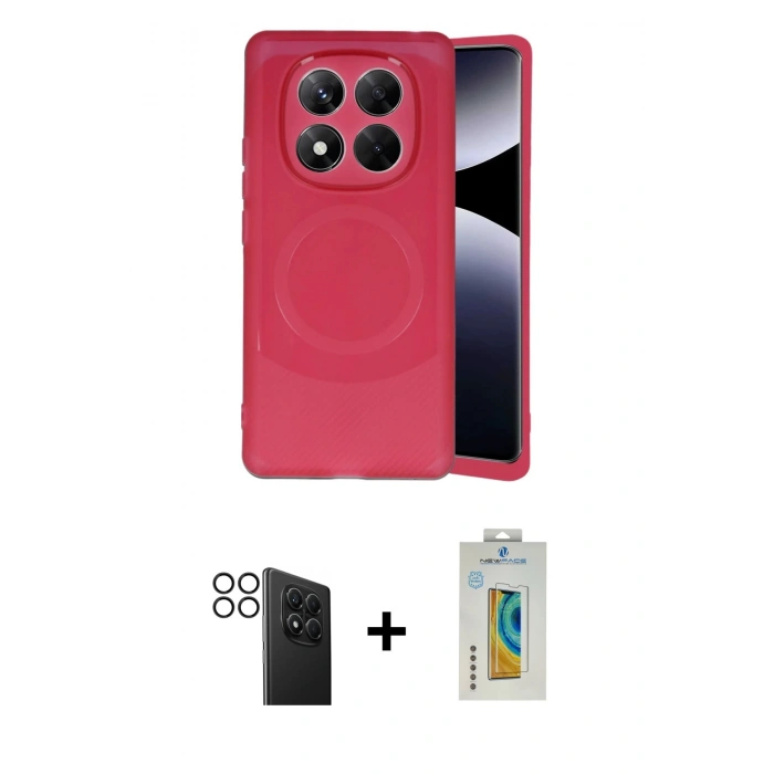 MARSİLYAN™- Redmi Note 14 Pro 4G Kılıf Ufuk Serisi - Şeffaf Polymer Nano Ekran Koruyucu + PVD Metal Kamera Lens - SH