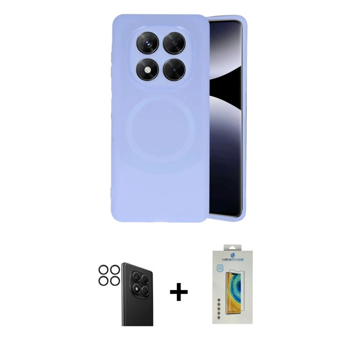 MARSİLYAN™- Redmi Note 14 Pro 4G Kılıf Ufuk Serisi - Şeffaf Polymer Nano Ekran Koruyucu + PVD Metal Kamera Lens - SH