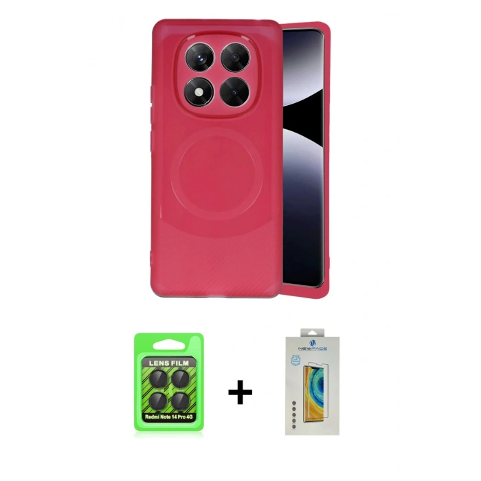 MARSİLYAN™- Redmi Note 14 Pro 4G Kılıf Ufuk Serisi - Şeffaf Polymer Nano Ekran Koruyucu + Raze Metal Kamera Lens - SH