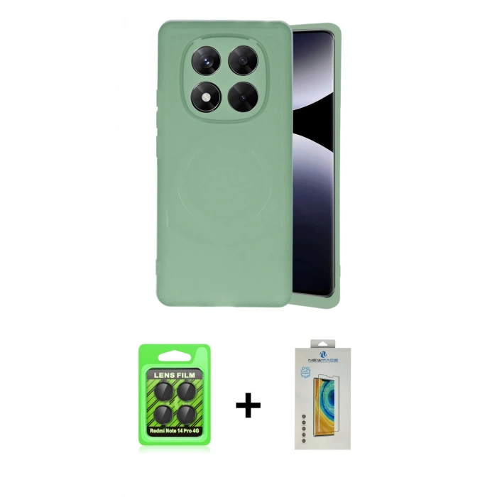 MARSİLYAN™- Redmi Note 14 Pro 4G Kılıf Ufuk Serisi - Şeffaf Polymer Nano Ekran Koruyucu + Raze Metal Kamera Lens - SH
