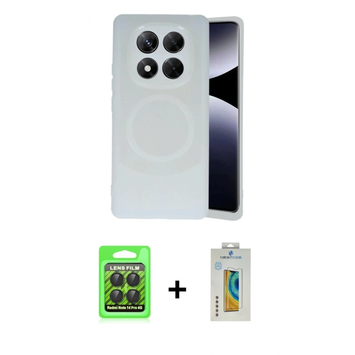 MARSİLYAN™- Redmi Note 14 Pro 4G Kılıf Ufuk Serisi - Şeffaf Polymer Nano Ekran Koruyucu + Raze Metal Kamera Lens - SH
