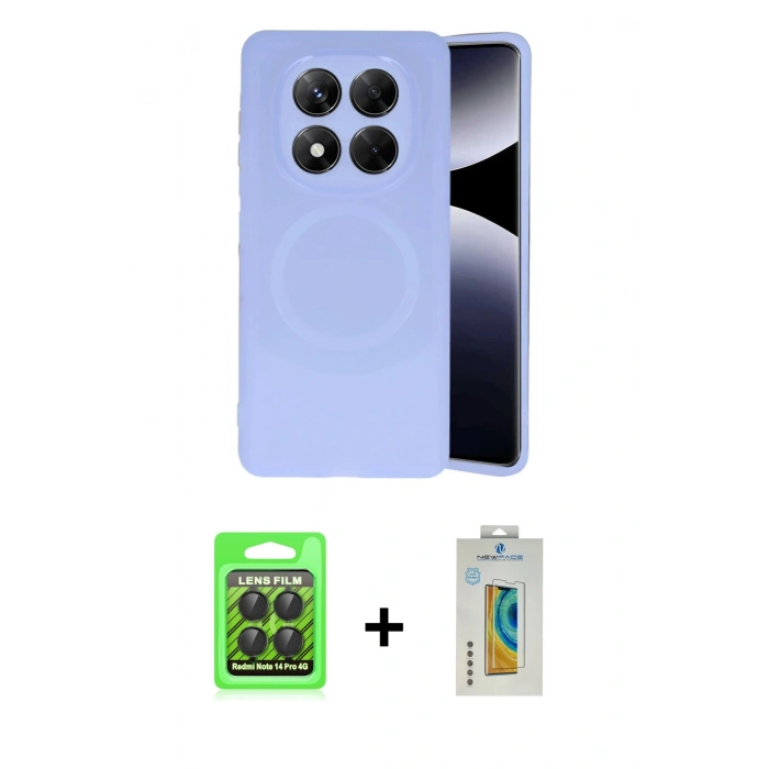 MARSİLYAN™- Redmi Note 14 Pro 4G Kılıf Ufuk Serisi - Şeffaf Polymer Nano Ekran Koruyucu + Raze Metal Kamera Lens - SH
