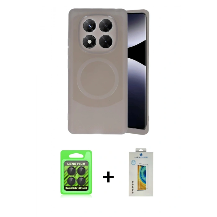 MARSİLYAN™- Redmi Note 14 Pro 4G Kılıf Ufuk Serisi - Şeffaf Polymer Nano Ekran Koruyucu + Raze Metal Kamera Lens - SH