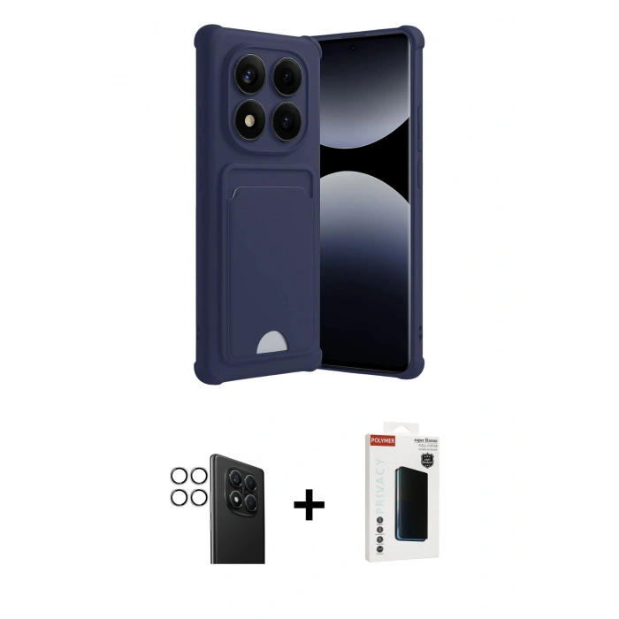 MARSİLYAN™- Redmi Note 14 Pro 4G Kılıf Vadi Çizgi Prime - Şeffaf Hayalet Polymer Nano Ekran Koruyucu + Gümüş PVD Metal Kamera Lens