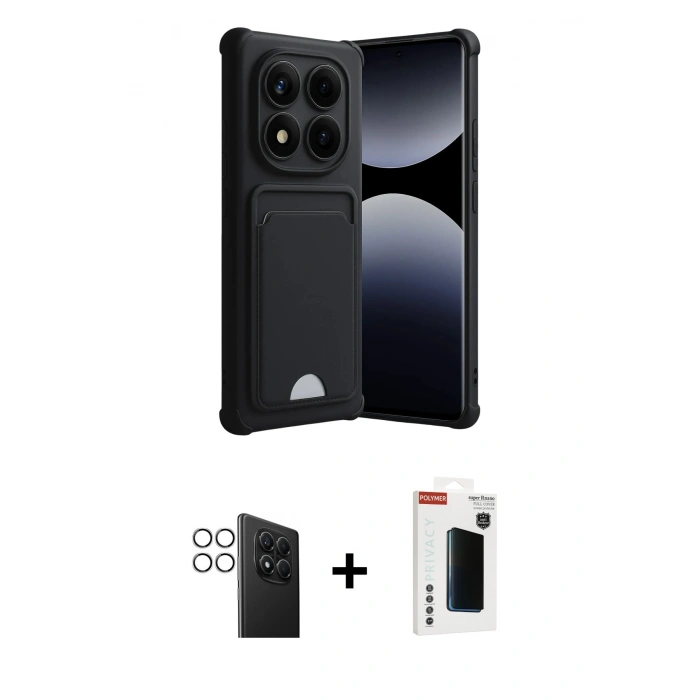 MARSİLYAN™- Redmi Note 14 Pro 4G Kılıf Vadi Çizgi Prime - Şeffaf Hayalet Polymer Nano Ekran Koruyucu + Gümüş PVD Metal Kamera Lens