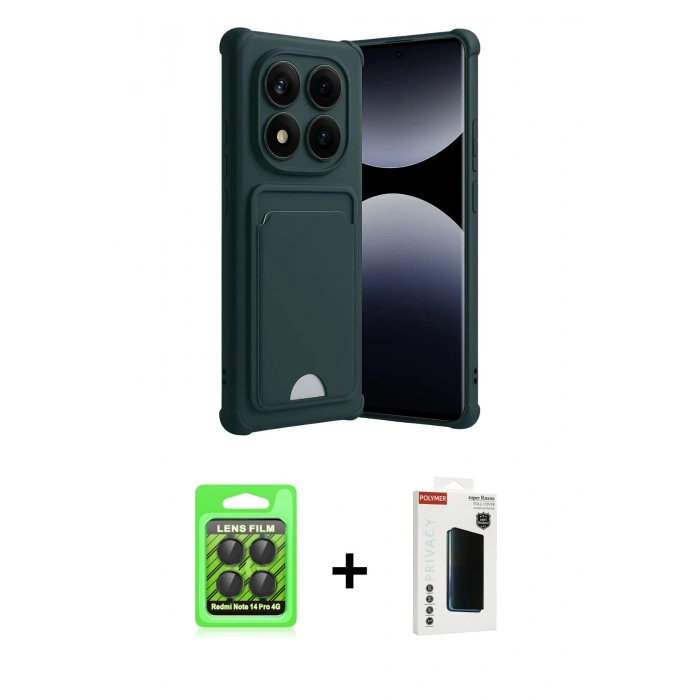 MARSİLYAN™- Redmi Note 14 Pro 4G Kılıf Vadi Çizgi Prime - Şeffaf Hayalet Polymer Nano Ekran Koruyucu + Raze Metal Kamera Lens - SH