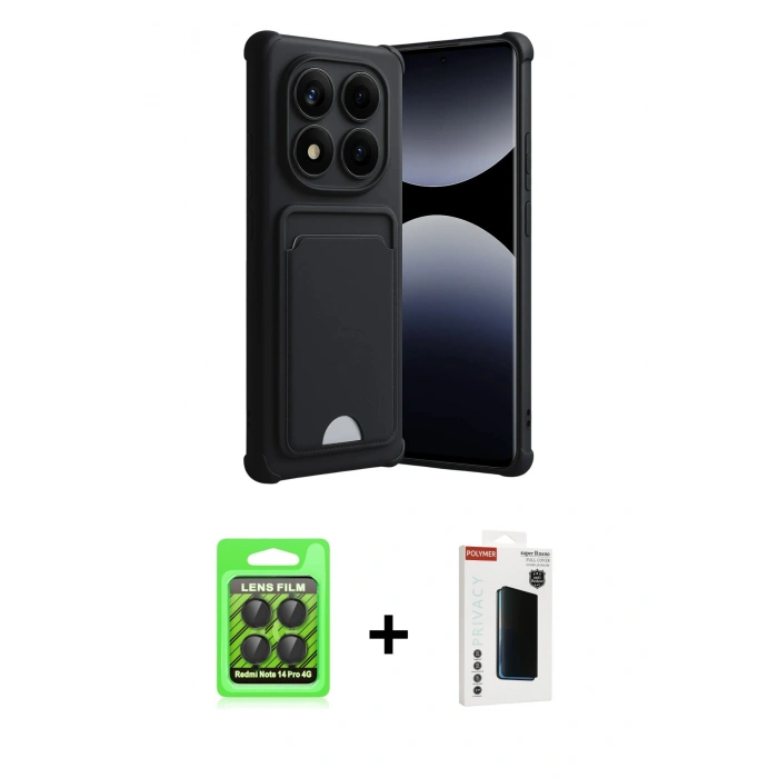 MARSİLYAN™- Redmi Note 14 Pro 4G Kılıf Vadi Çizgi Prime - Şeffaf Hayalet Polymer Nano Ekran Koruyucu + Raze Metal Kamera Lens - SH