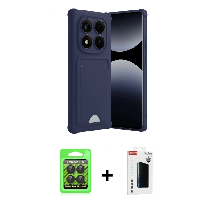 MARSİLYAN™- Redmi Note 14 Pro 4G Kılıf Vadi Çizgi Prime - Şeffaf Hayalet Polymer Nano Ekran Koruyucu + Raze Metal Kamera Lens - SH