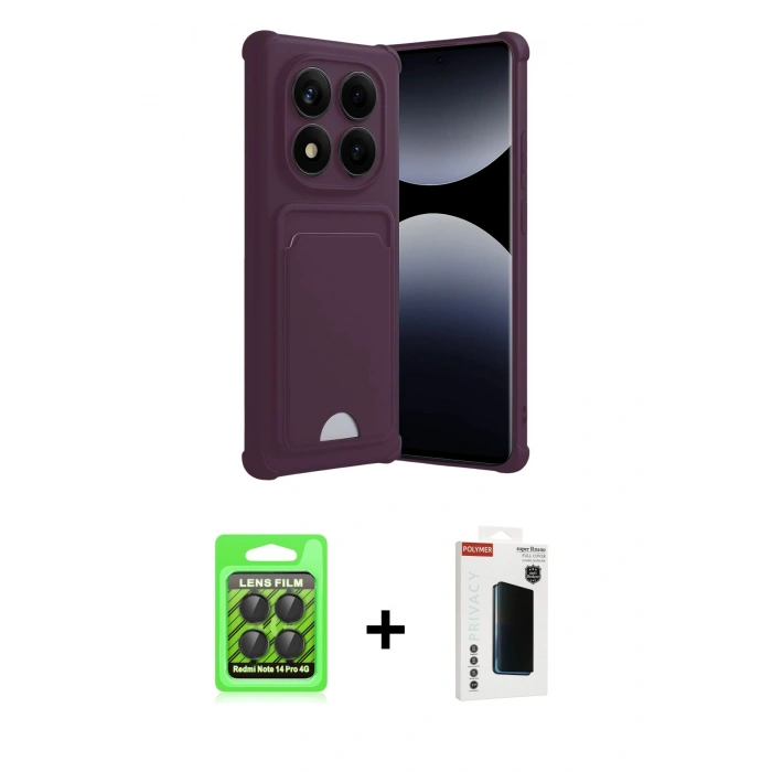 MARSİLYAN™- Redmi Note 14 Pro 4G Kılıf Vadi Çizgi Prime - Şeffaf Hayalet Polymer Nano Ekran Koruyucu + Raze Metal Kamera Lens - SH