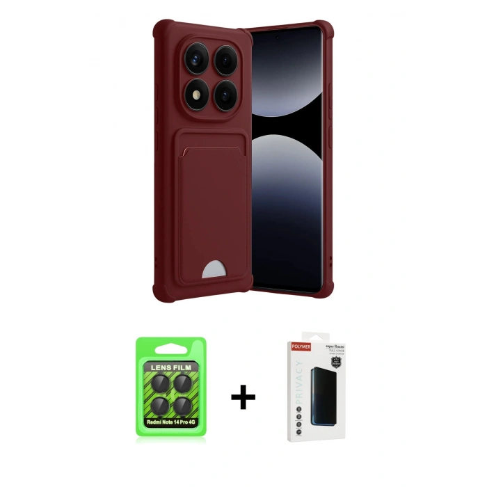 MARSİLYAN™- Redmi Note 14 Pro 4G Kılıf Vadi Çizgi Prime - Şeffaf Hayalet Polymer Nano Ekran Koruyucu + Raze Metal Kamera Lens - SH