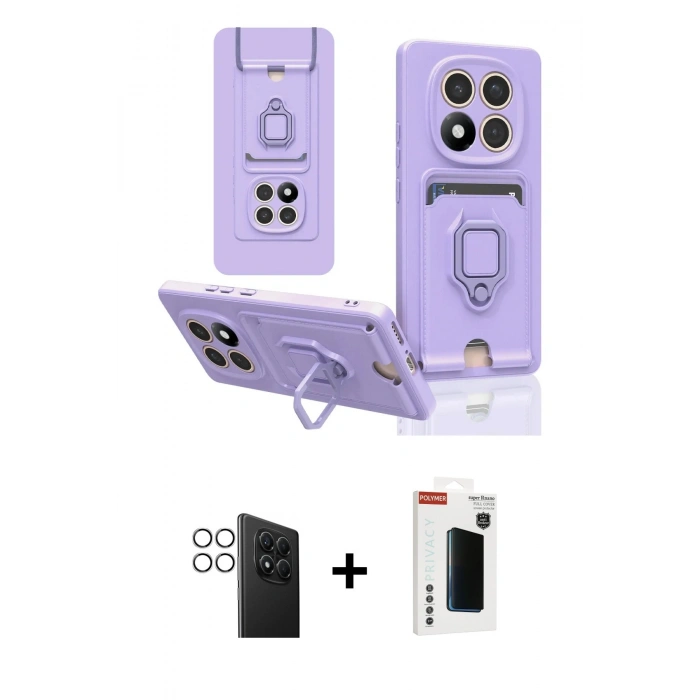 MARSİLYAN™- Redmi Note 14 Pro 4G Kılıf Vadi Form Prime - Şeffaf Hayalet Polymer Nano Ekran Koruyucu + PVD Metal Kamera Lens - GS