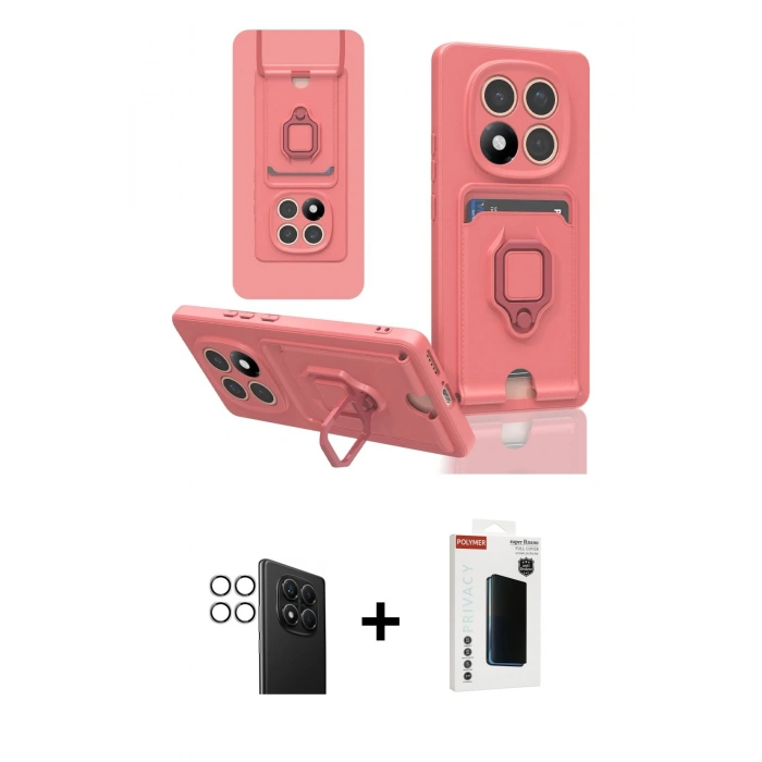 MARSİLYAN™- Redmi Note 14 Pro 4G Kılıf Vadi Form Prime - Şeffaf Hayalet Polymer Nano Ekran Koruyucu + PVD Metal Kamera Lens - GS