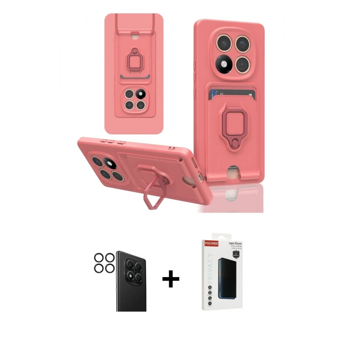 MARSİLYAN™- Redmi Note 14 Pro 4G Kılıf Vadi Form Prime - Şeffaf Hayalet Polymer Nano Ekran Koruyucu + PVD Metal Kamera Lens - SH