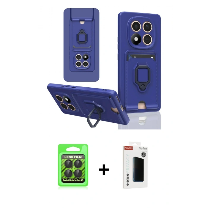 MARSİLYAN™- Redmi Note 14 Pro 4G Kılıf Vadi Form Prime - Şeffaf Hayalet Polymer Nano Ekran Koruyucu + Raze Metal Kamera Lens - SH