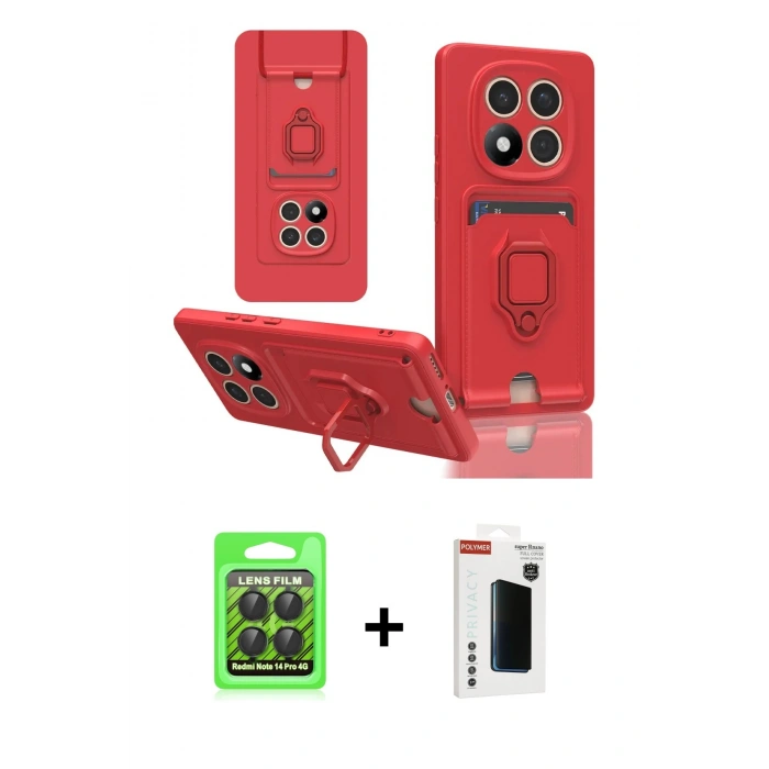MARSİLYAN™- Redmi Note 14 Pro 4G Kılıf Vadi Form Prime - Şeffaf Hayalet Polymer Nano Ekran Koruyucu + Raze Metal Kamera Lens - SH