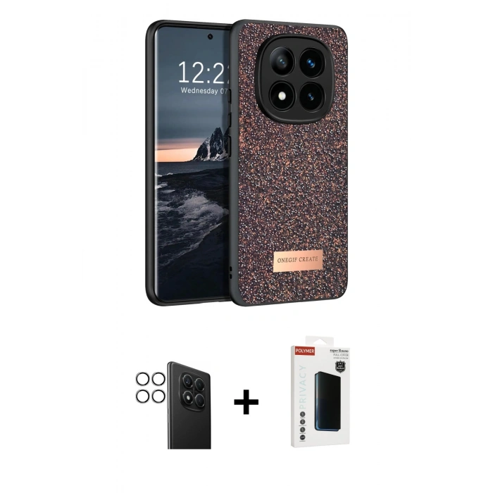 MARSİLYAN™- Redmi Note 14 Pro 4G Kılıf Vadi Klasik Serisi - Şeffaf Hayalet Polymer Nano Ekran Koruyucu + PVD Metal Kamera Lens - GS