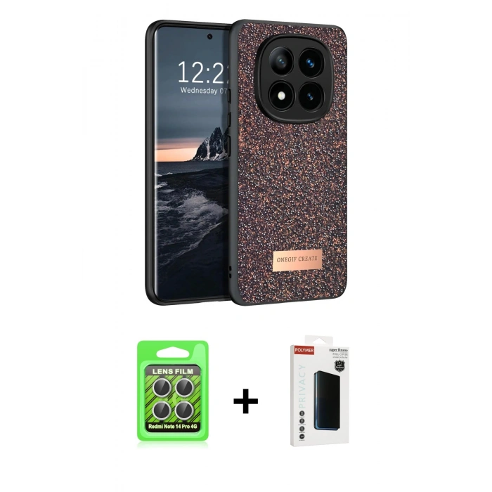 MARSİLYAN™- Redmi Note 14 Pro 4G Kılıf Vadi Klasik Serisi - Şeffaf Hayalet Polymer Nano Ekran Koruyucu + Raze Metal Kamera Lens - GS