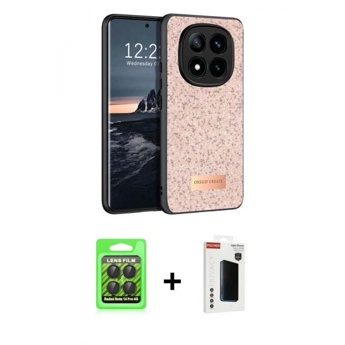 MARSİLYAN™- Redmi Note 14 Pro 4G Kılıf Vadi Klasik Serisi - Şeffaf Hayalet Polymer Nano Ekran Koruyucu + Raze Metal Kamera Lens - SH