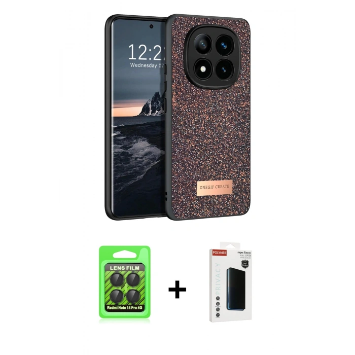 MARSİLYAN™- Redmi Note 14 Pro 4G Kılıf Vadi Klasik Serisi - Şeffaf Hayalet Polymer Nano Ekran Koruyucu + Raze Metal Kamera Lens - SH