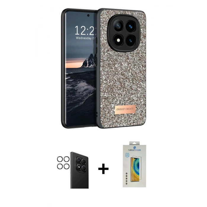 MARSİLYAN™- Redmi Note 14 Pro 4G Kılıf Vadi Klasik Serisi - Şeffaf Polymer Nano Ekran Koruyucu + PVD Metal Kamera Lens - GS