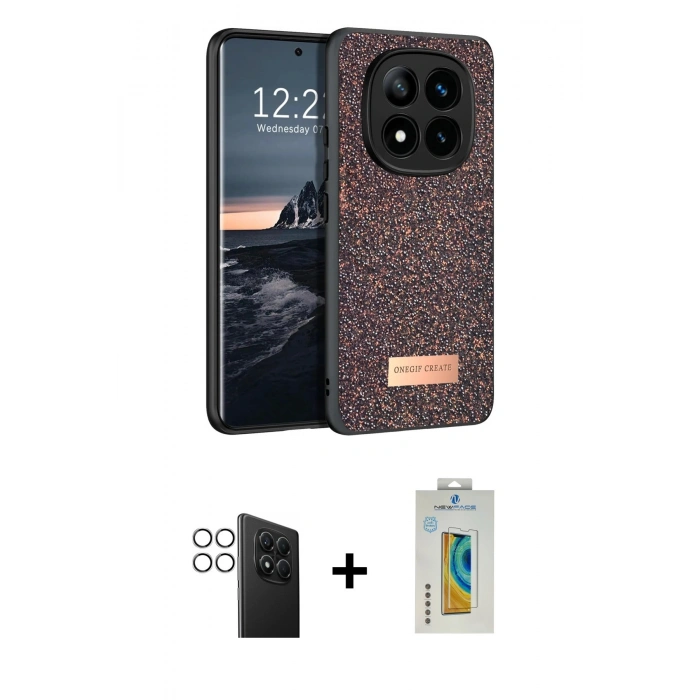 MARSİLYAN™- Redmi Note 14 Pro 4G Kılıf Vadi Klasik Serisi - Şeffaf Polymer Nano Ekran Koruyucu + PVD Metal Kamera Lens - GS
