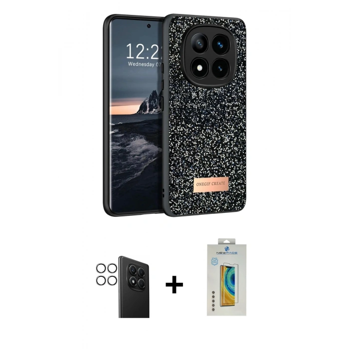 MARSİLYAN™- Redmi Note 14 Pro 4G Kılıf Vadi Klasik Serisi - Şeffaf Polymer Nano Ekran Koruyucu + PVD Metal Kamera Lens - GS