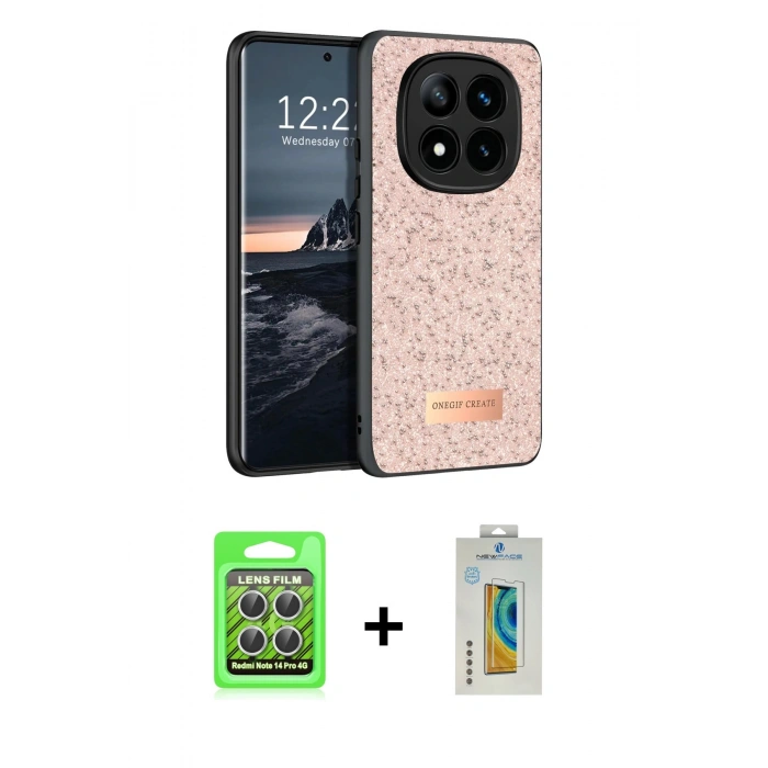 MARSİLYAN™- Redmi Note 14 Pro 4G Kılıf Vadi Klasik Serisi - Şeffaf Polymer Nano Ekran Koruyucu + Raze Metal Kamera Lens - GS