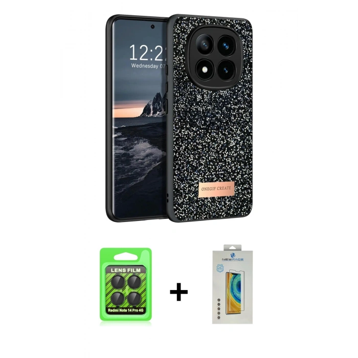 MARSİLYAN™- Redmi Note 14 Pro 4G Kılıf Vadi Klasik Serisi - Şeffaf Polymer Nano Ekran Koruyucu + Raze Metal Kamera Lens - SH