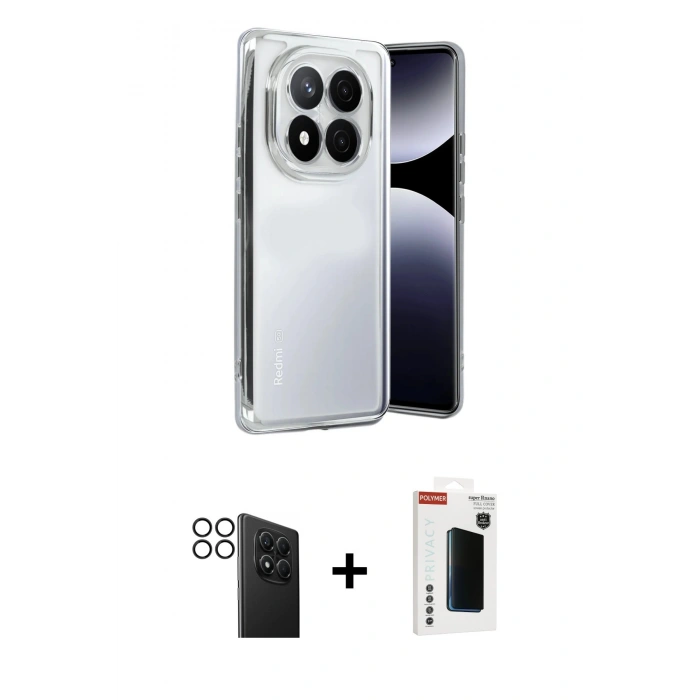 MARSİLYAN™- Redmi Note 14 Pro 4G Kılıf Vadi Minimal - Şeffaf Hayalet Polymer Nano Ekran Koruyucu + PVD Metal Kamera Lens - SH