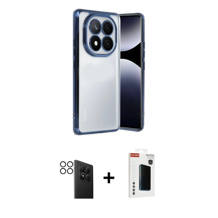 MARSİLYAN™- Redmi Note 14 Pro 4G Kılıf Vadi Minimal - Şeffaf Hayalet Polymer Nano Ekran Koruyucu + PVD Metal Kamera Lens - SH