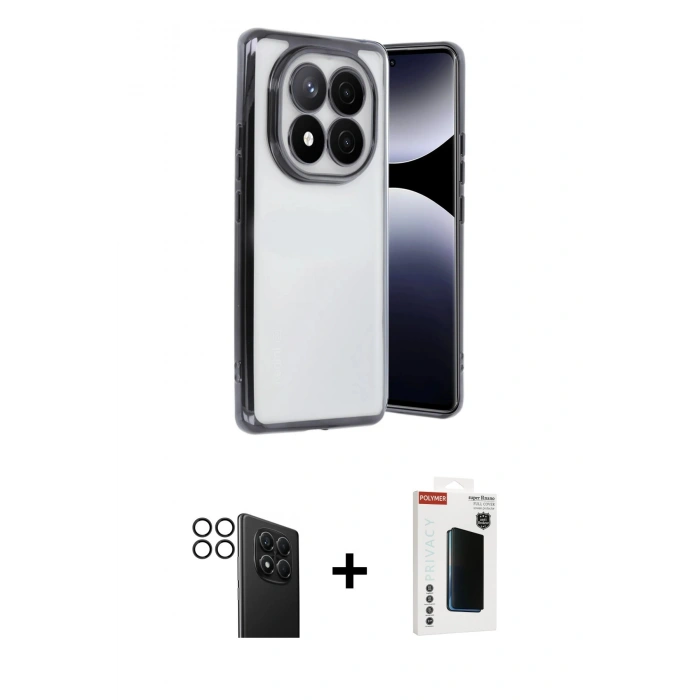 MARSİLYAN™- Redmi Note 14 Pro 4G Kılıf Vadi Minimal - Şeffaf Hayalet Polymer Nano Ekran Koruyucu + PVD Metal Kamera Lens - SH