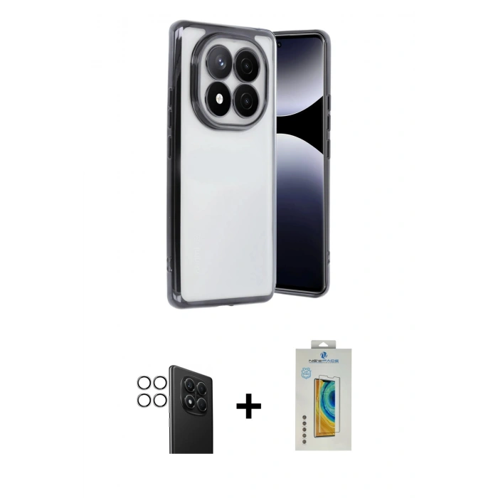 MARSİLYAN™- Redmi Note 14 Pro 4G Kılıf Vadi Minimal - Şeffaf Polymer Nano Ekran Koruyucu + PVD Metal Kamera Lens - GS